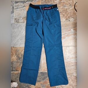 HeartSoul Carribean Blue Scrub Pants with Black Tie Waistband